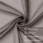 Chyhomenyc Sheer Curtains 36 inch Length 2 Panels, Light Filtering Voile Rod Pocket Short Window Sheer Curtians for Bathroom Living Room, 2PCS, Choclate Brown
