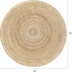 Hausattire Hand Woven Jute Braided Rug, 4’ Round – Natural, Reversible Boho Entry Area Rugs for Kitchen, Living Room I Farmhouse Decorative Floor Rug, 4 Feet Round