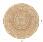Hausattire Jute Braided Round Rug, Natural, 4 ft