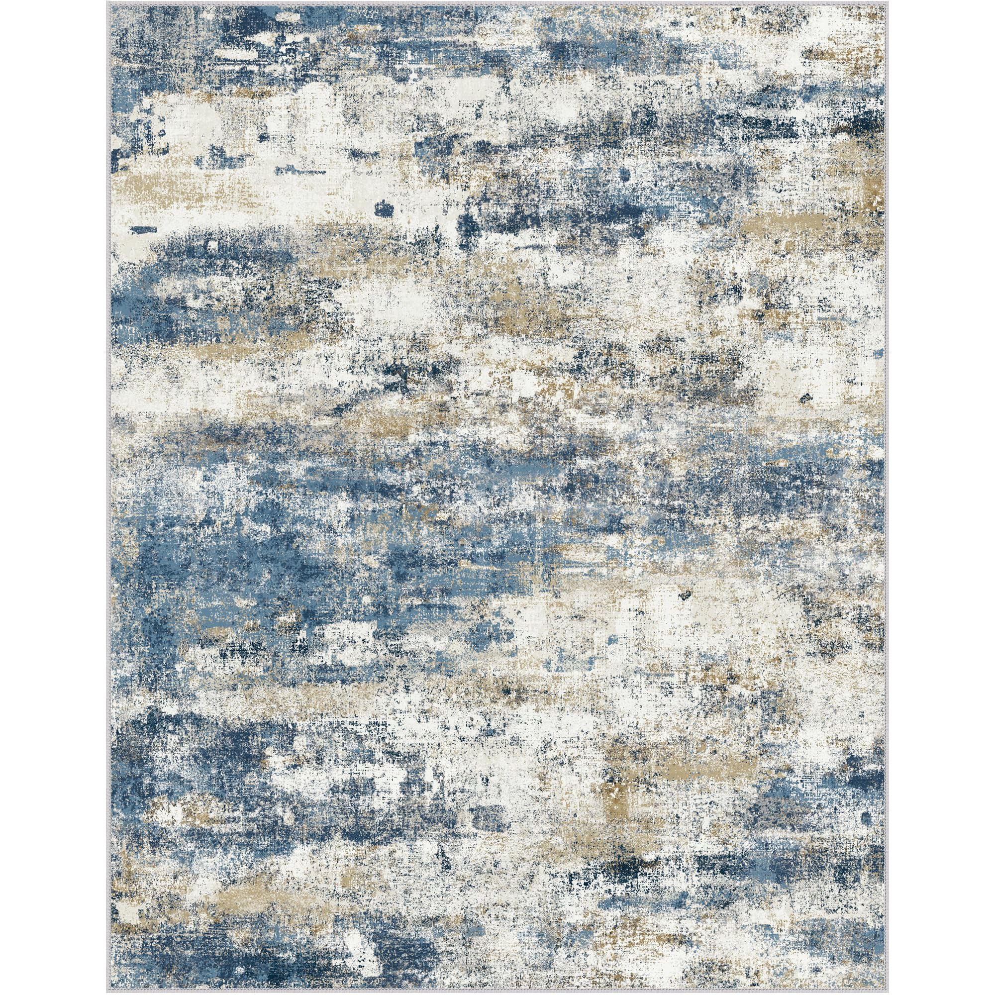 BEIMO 5x7 Area Rugs for Bedroom, Navy Beige Washable Abstract Non Slip Rug