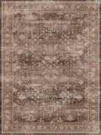 Hazo Haus Brown 9x12 Living Room Rug - Vintage Western Eclectic Unique Neutral Taupe, Washable Low Pile Non-Slip Large Area Rugs for Dining Under Table Bedroom Under Bed