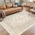 Restydon Area Rugs 5x7 Washable Rugs for Living Room, Cream/Beige