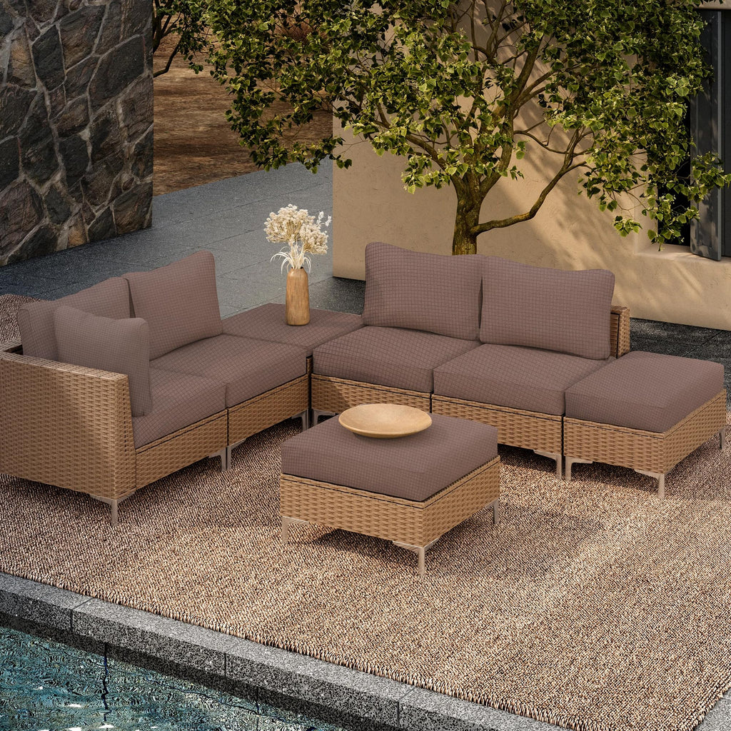 SUKAIKEQA 14PCS Patio Cushion Covers,Patio Furniture Couch Seat Slipcovers