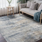 BEIMO Area Rugs 6x9 for Living Room Bedroom, Modern Abstract Machine Washable Rug, Large Soft Low Pile Floor Carpet with Non Slip Backing for Dining Room, Denim Blue/Taupe