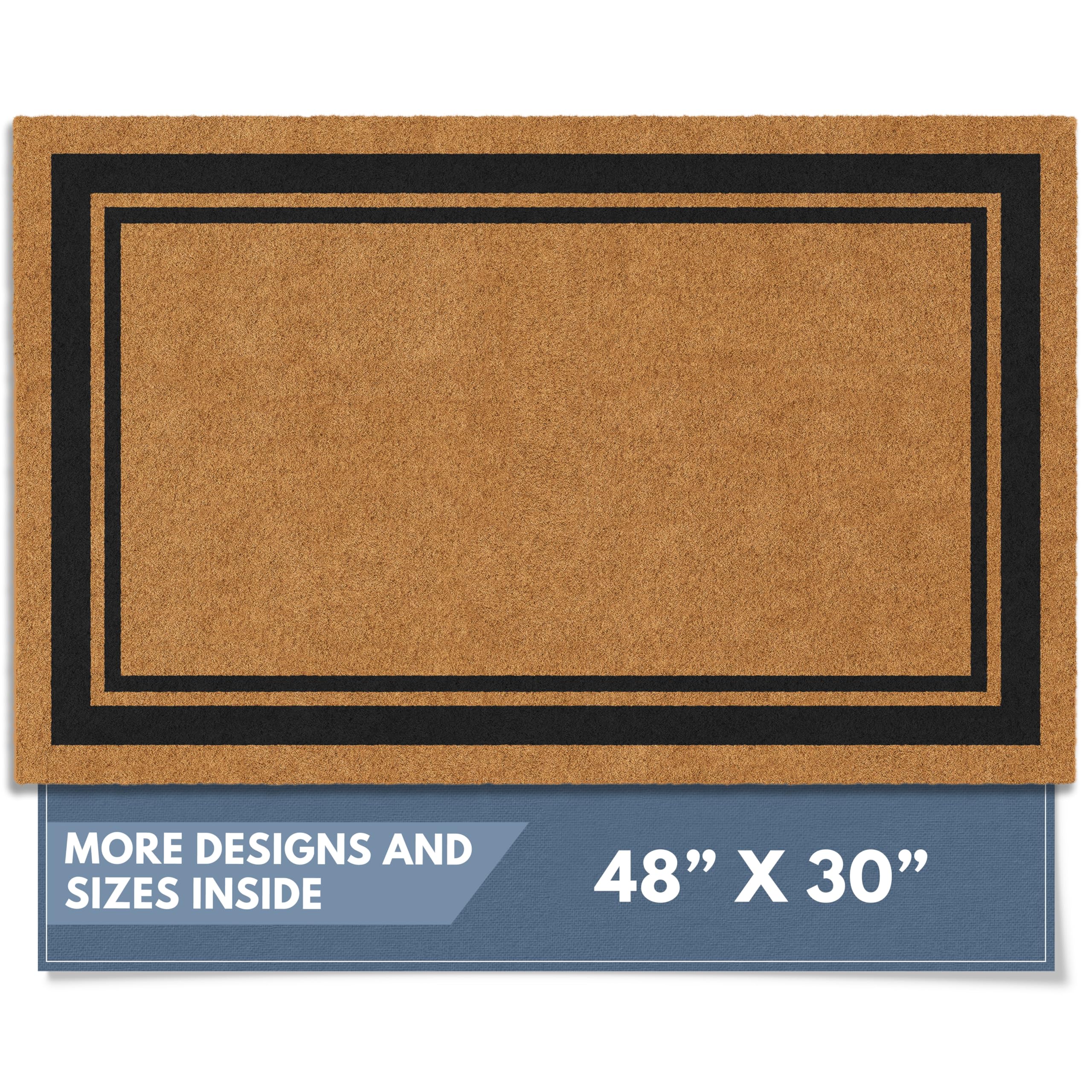 Barnyard Designs Natural Coco Coir Non-Slip Doormat (30x48, Border)