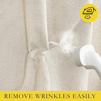 NICETOWN 100% Absolutely Blackout Linen Curtains with Thermal Insulated White Liner, Beige, 52" Wide by 45" Long, 2 Pieces, Anti-Rust Grommet Natural Burlap Fabric Window Drapes for Bedroom/Kids Room