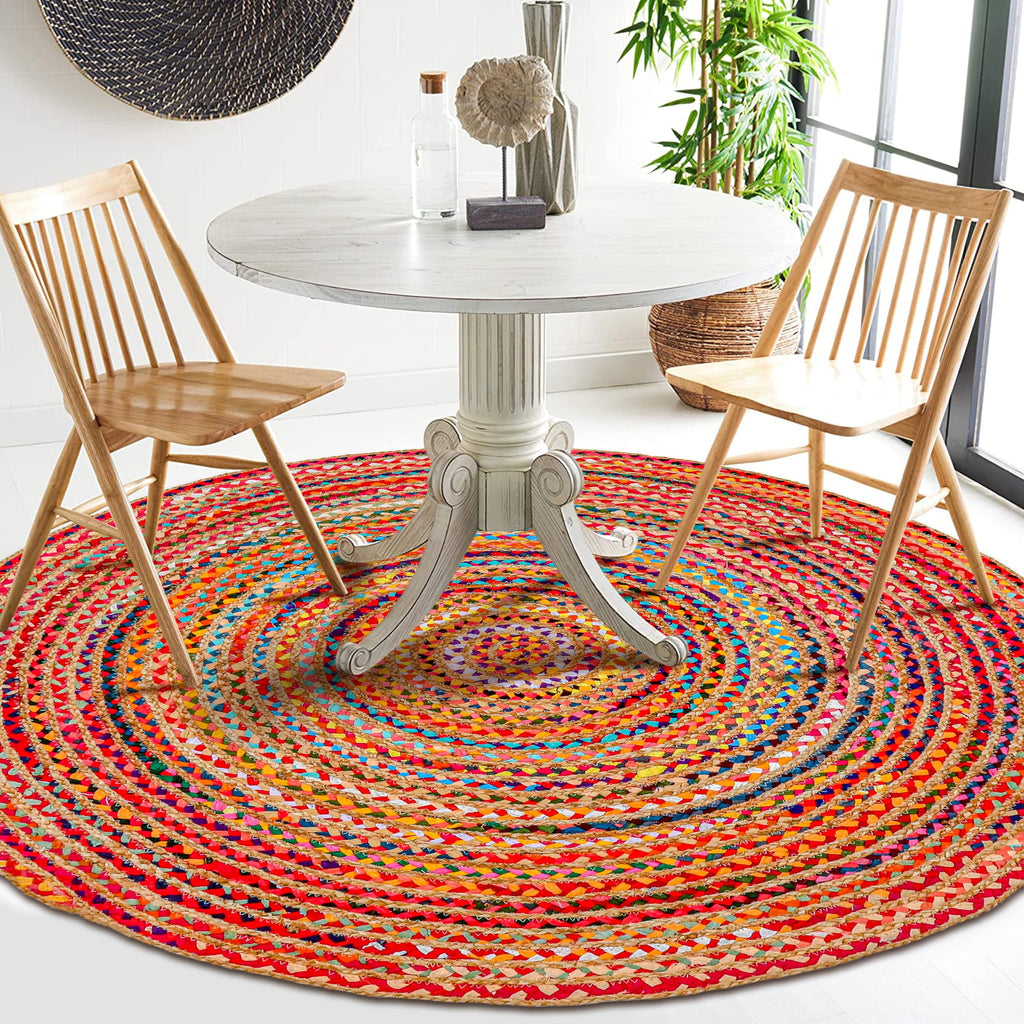 Hausattire Braided Boho Round Rug, Multicolor, 5 ft