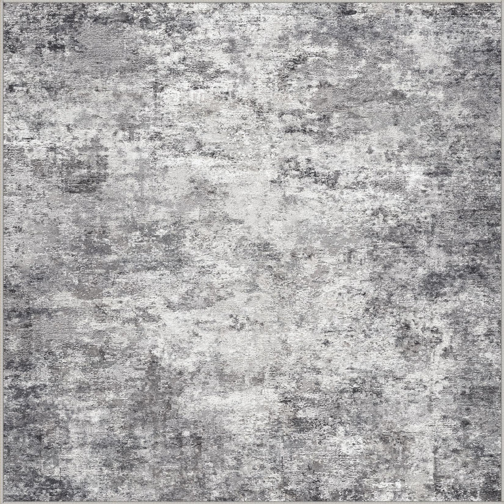 UERMEI Square Area Rugs: Washable 6x6 Neutral Modern Abstract Carpet for Living Room Bedroom - Soft Floor Mat with Non Slip Backing for Kitchen Nursery Dorms Farmhouse Home Decor - Grey
