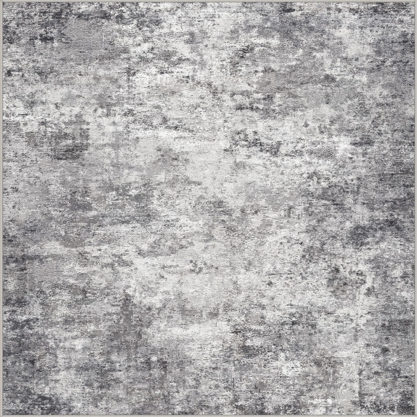 UERMEI Square Area Rugs: Washable 6x6 Neutral Modern Abstract Carpet for Living Room Bedroom - Soft Floor Mat with Non Slip Backing for Kitchen Nursery Dorms Farmhouse Home Decor - Grey