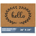 Barnyard Designs Natural Coco Coir Non-Slip Doormat (24x36, Hello Wreath)