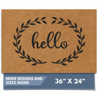 Barnyard Designs Natural Coco Coir Non-Slip Doormat (24x36, Hello Wreath)