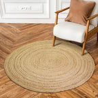 Hausattire Jute Braided Round Rug, Natural, 3 ft