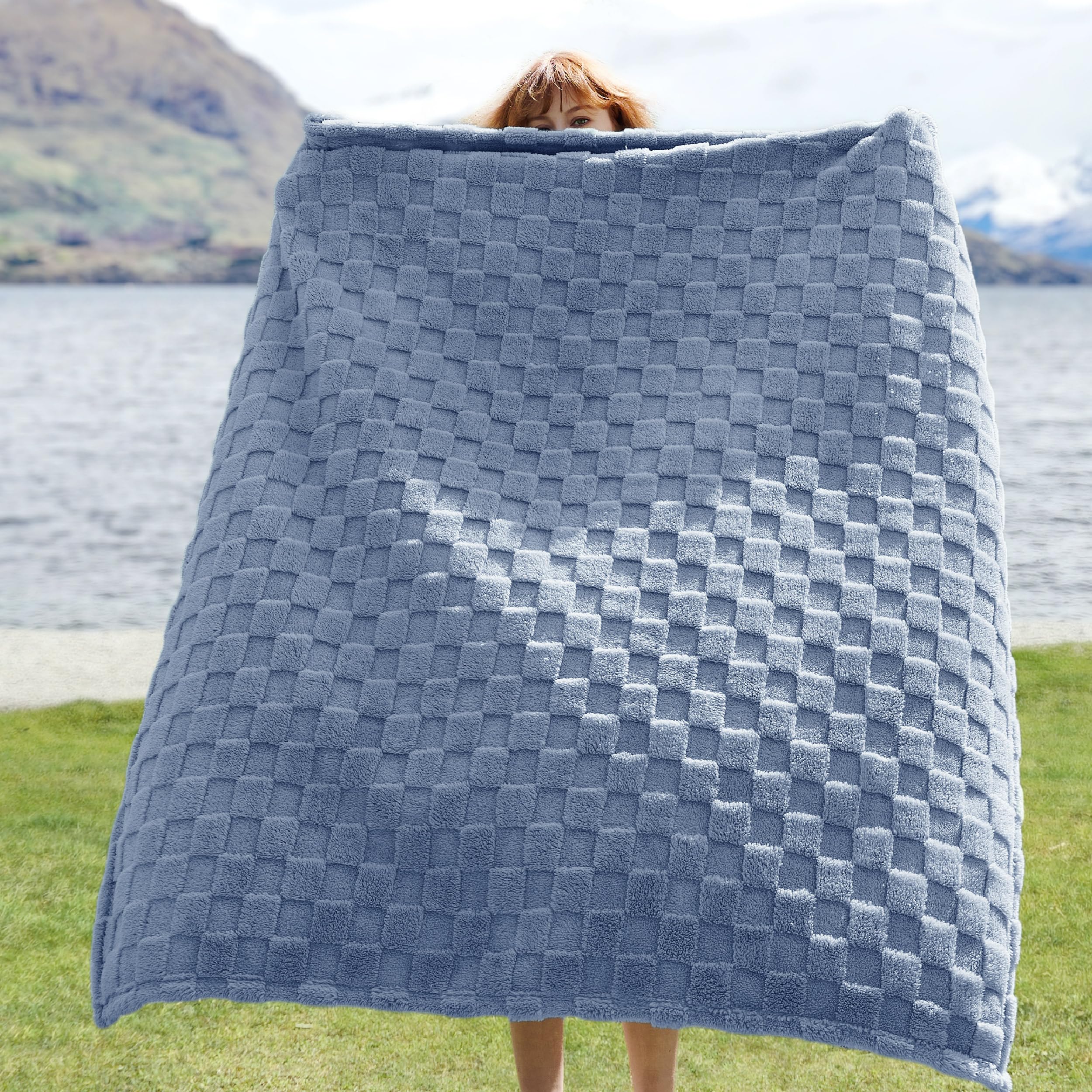 Bedsure GentleSoft Twin Blanket for Bed Ashley Blue - Super Soft Cozy Blankets for Kids Girls, Cute Fuzzy Fleece Throws for Bedroom Couch, 60x80 Inches