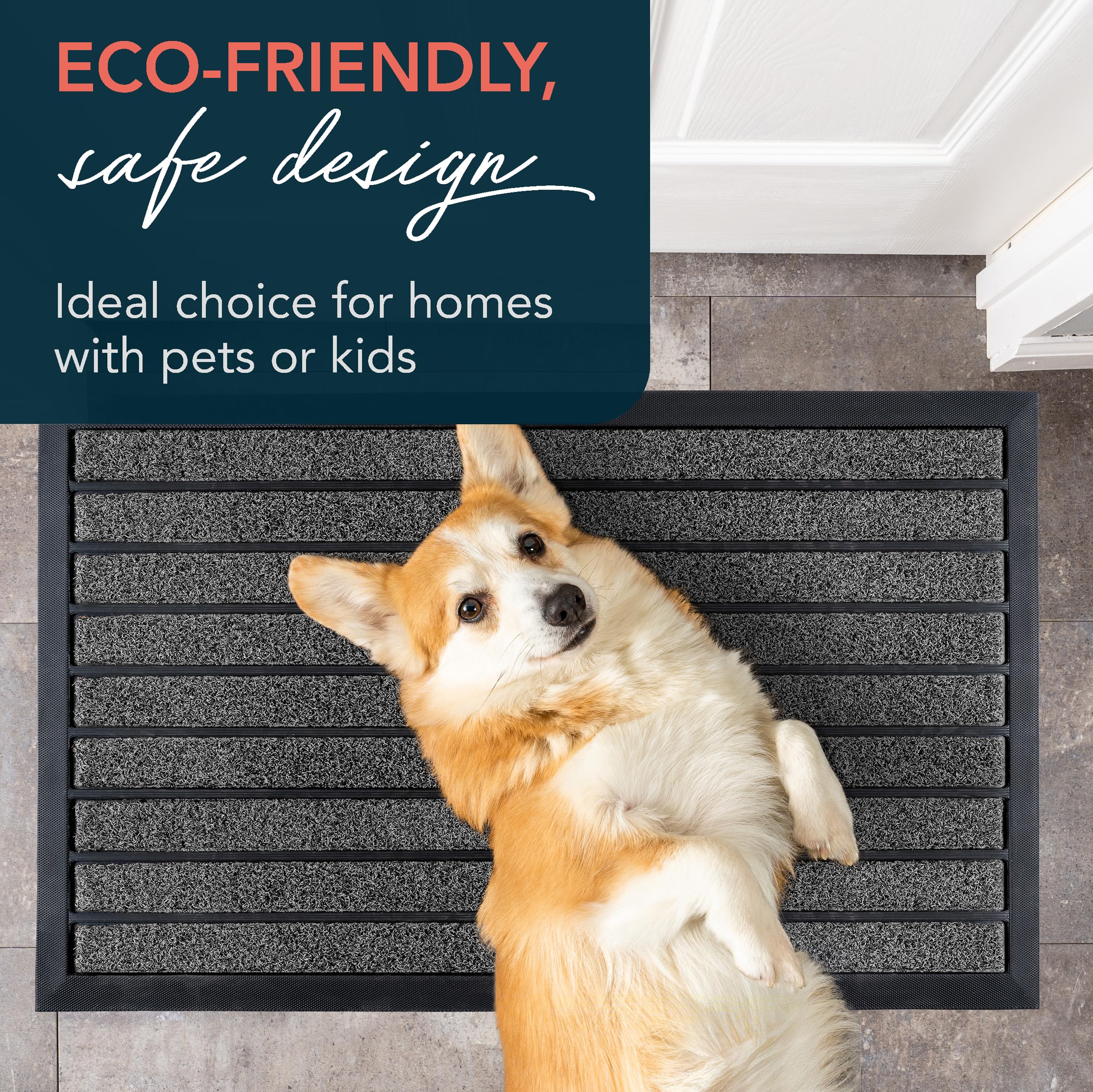ubdyo Extra Durable Door Mat Outside Entrance (32" x 20", Bright Grey)