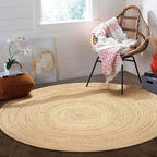 Hausattire Hand Woven Jute Braided Rug, 5’ Round – Natural, Reversible Boho Entry Area Rugs for Kitchen, Living Room I Farmhouse Decorative Floor Rug, 5 Feet Round