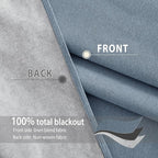 NICETOWN Stone Blue Full Shade Faux Linen Curtain Panels 90" Long, Pair of Energy Smart & Noise Blocking Out Blackout Drapes for Guest Room Window, Thermal Insulated Lined Window Dressing (52 inch)