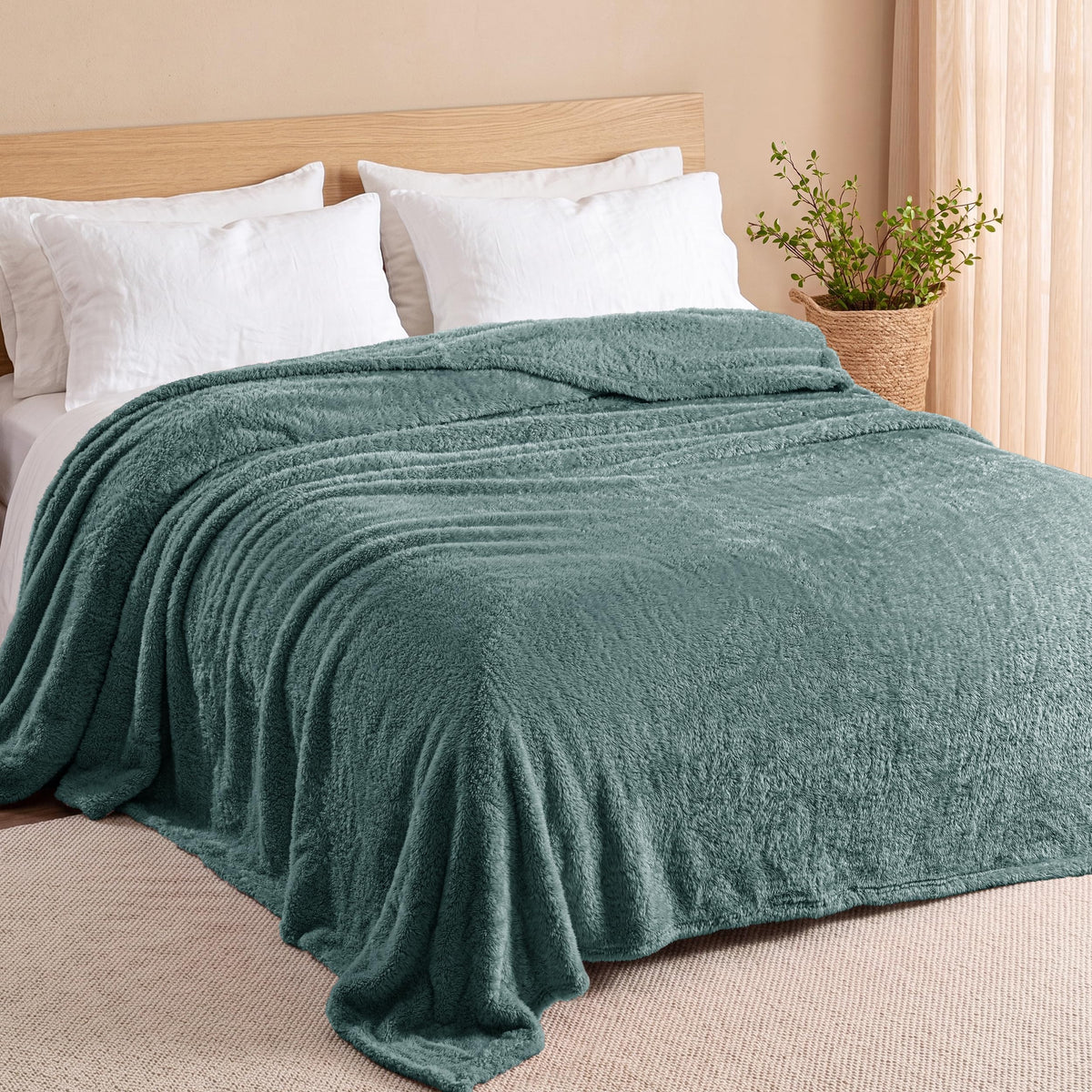 Exclusivo Mezcla Fuzzy Plush Fleece Bed Blanket Twin XL Size, Light Grey