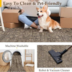 5x7 Washable Area Rug for Living Room Bedroom Vintage Brown Soft Low Pile Carpet Traditional Retro Non Slip Throw Rug for Dining Room Entryway Indoor Dorm Kitchen
