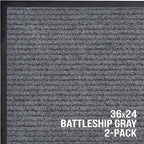 Sierra Concepts Front Door Mat Welcome Floor Mats - Entryway Indoor Outdoor Entrance Doormat, Patio, Porch, Muddy Shoe, Inside Outside Low Profile, Large 36x24 inches, 2-Pack Gray
