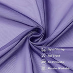 Chyhomenyc Sheer Purple Tier Curtains 24 Inch Length, Small Window Curtains Treatment for Bathroom Living Room Basement, Short Rod Pocket Cafe Curtain, 42W x 24L Inches, 2 Panels
