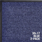 Sierra Concepts Front Door Mat Welcome Floor Mats - Entryway Indoor Outdoor Entrance Dog Doormat, Patio, Porch, Muddy Shoe, Inside Outside Low Profile, 30x17 inches, 2-Pack Blue