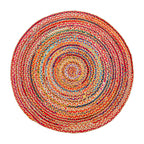 Hausattire Braided Boho Round Rug, Multicolor, 5 ft