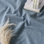 RYB HOME Smoky Blue 100% Blackout Linen Curtains 102 Inch Long for Loft