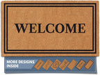 Barnyard Designs Natural Coco Coir Heavy Duty Backing Doormat - Large Cute Non-Slip Front Door Welcome Mat for Outside Entrance or Porch Entry, Brown (17x30, Welcome)