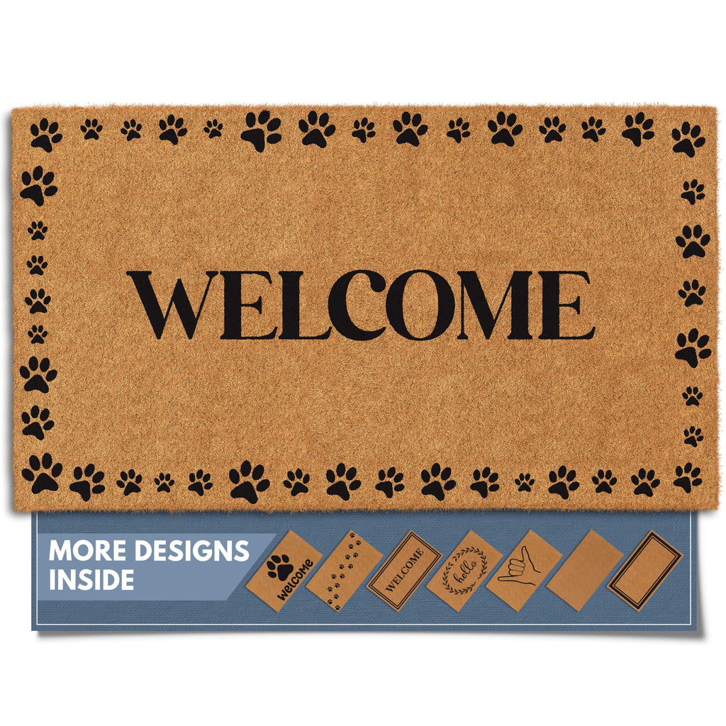 Barnyard Designs Natural Coco Coir Non-Slip Doormat (17x30, Welcome Paws)