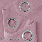 NICETOWN Short Faux Linen Pink Blackout Curtains 63 inches Long for Kitchen - Privacy Panels for Living Room Bedroom, Modern Farmhouse Style Easy Care Grommet Top, 2 Panels, W42 by L63