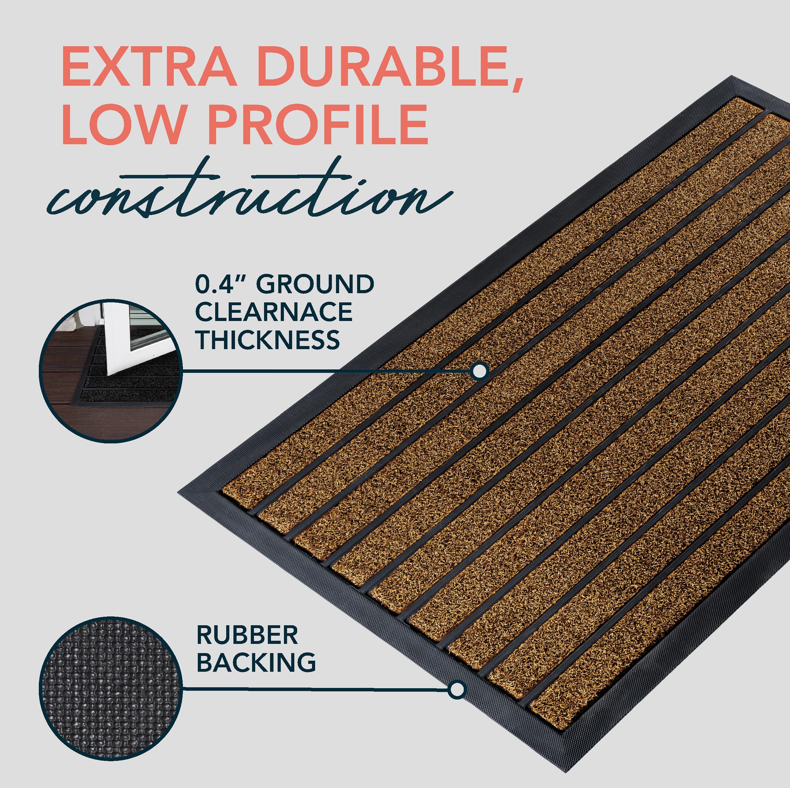 ubdyo Extra Durable Door Mat Outside Entrance (32" x 20", Bright Brown)