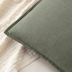 MIULEE Decorative Linen Euro Sham Pillow Covers 24x24 Inch Olive Green