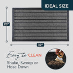 ubdyo Extra Durable Door Mat - Dirt Trapping Outdoor Welcome Mats - Non-Slip Outdoor Indoor Entrance - Low Profile Front Doormat (32" x 20", Bright Grey)