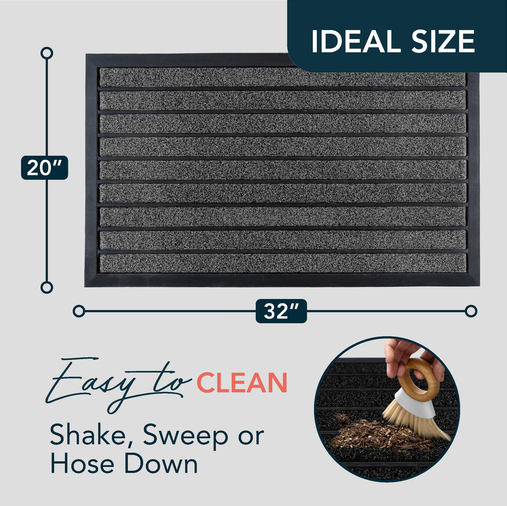 ubdyo Extra Durable Door Mat Outside Entrance (32" x 20", Bright Grey)