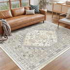 Restydon Area Rugs 5x7 Washable Rugs for Living Room, Beige