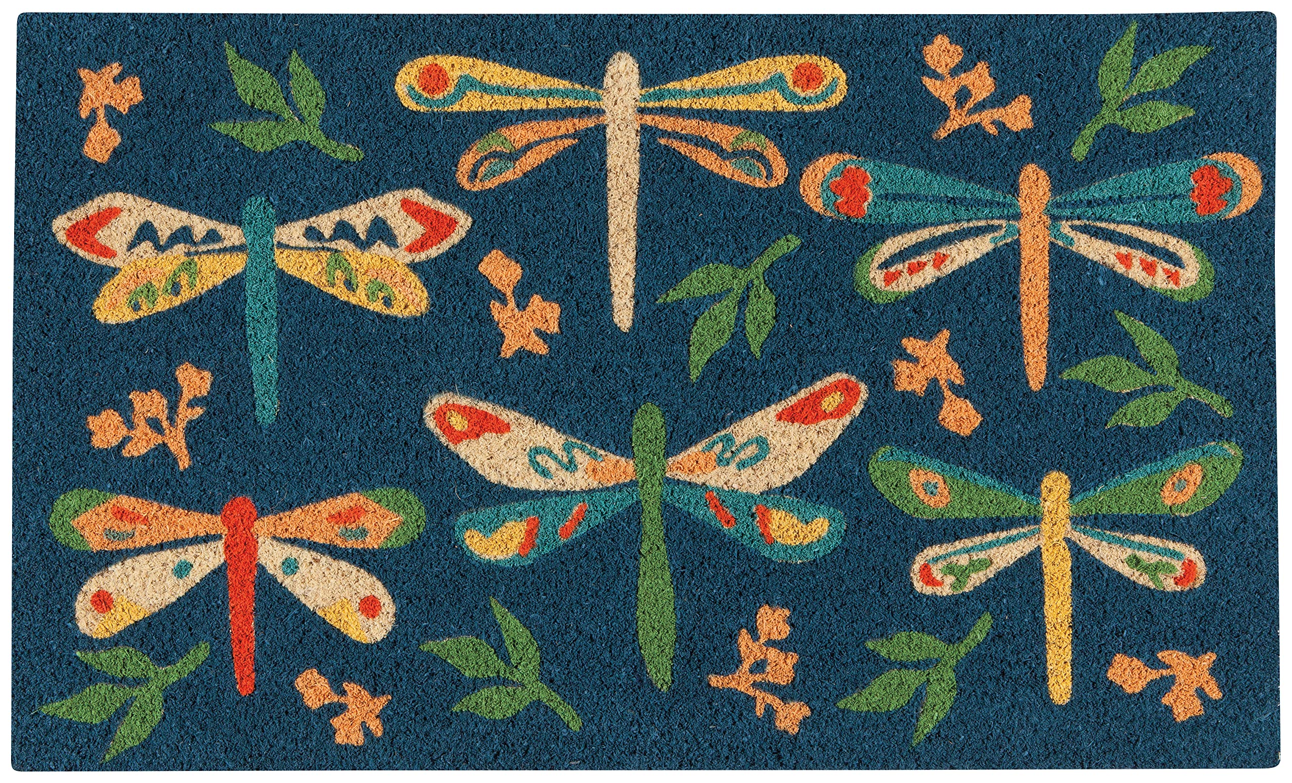 Now Designs Dragonfly Natural Coconut Fiber Printed Doormat Vinyl Backed, 18 x 30 in