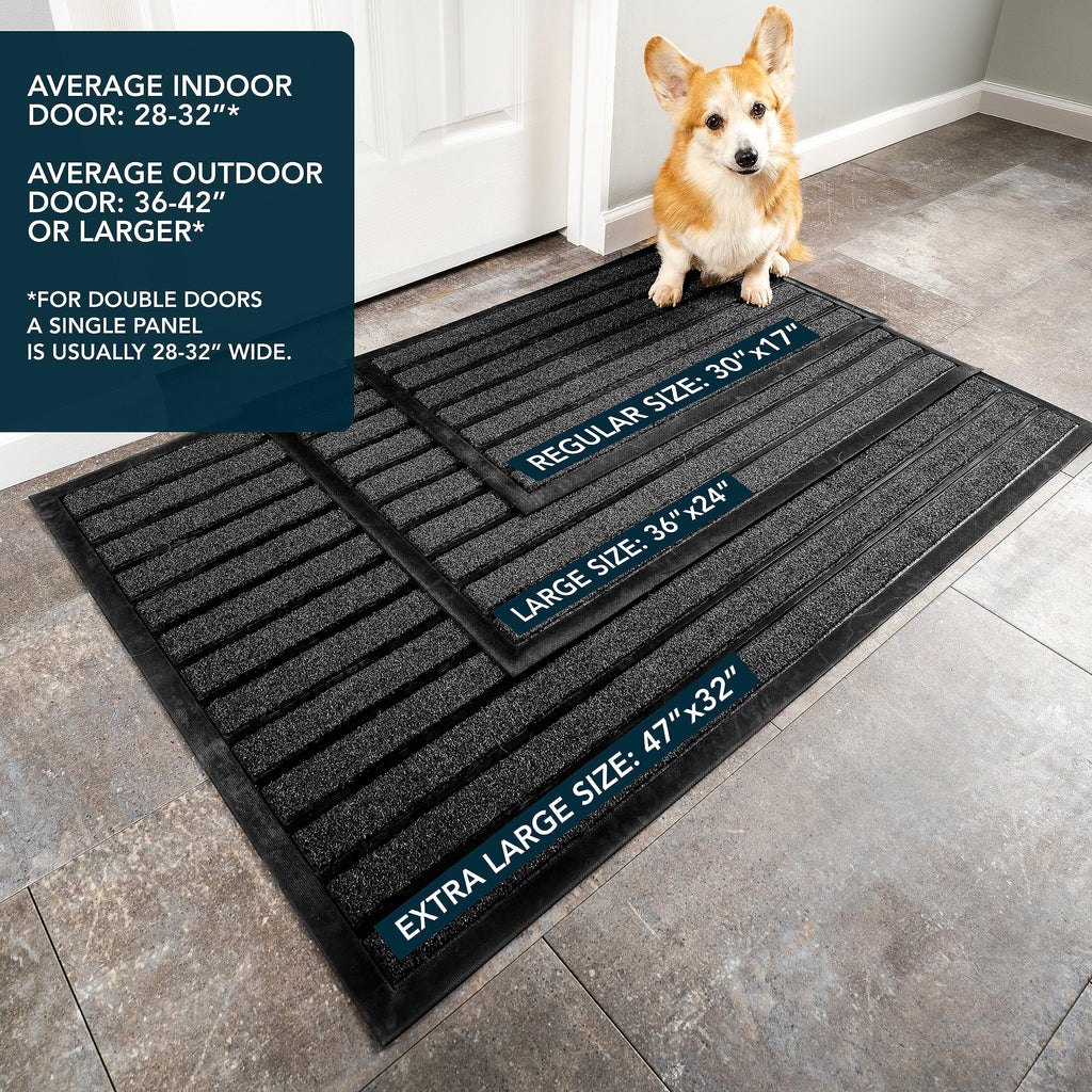 ubdyo Extra Durable Door Mat Outside Entrance (47" x 32", Bright Black)