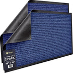 Sierra Concepts Front Door Mat X-Large Welcome Floor Mats - Entryway Indoor Outdoor Entrance Doormat, Patio, Porch, Muddy Dog Shoe, Inside Outside Low Profile 48x36in, 2-Pack Blue