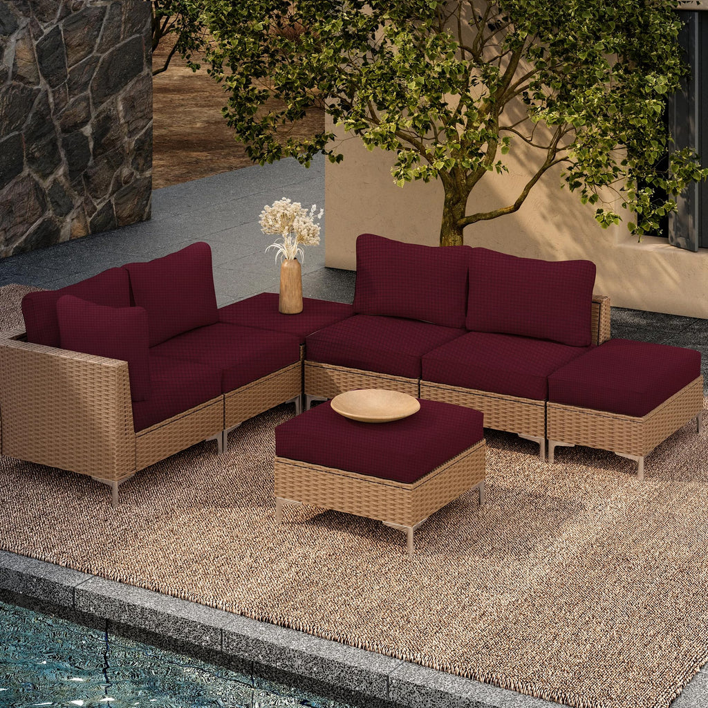 SUKAIKEQA 14PCS Patio Cushion Covers,Patio Furniture Couch Seat Slipcovers