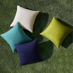 MIULEE Pack of 4 Decorative Outdoor Throw Pillow Covers Linen Waterproof Pillow Covers Spring Farmhouse Cushion Cases for Patio Garden Tent Balcony Couch Sofa 18x18 inch Blue Green