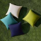 MIULEE Pack of 4 Decorative Outdoor Throw Pillow Covers Linen Waterproof Pillow Covers Summer Farmhouse Cushion Cases for Patio Garden Tent Balcony Couch Sofa 18x18 Inch Blue Green