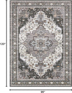 BEIMO Area Rugs 8x10 for Living Room Bedroom, Modern Vintage Machine Washable Large Dark Grey Rug Soft Rug, Low Pile Floor Carpet with Non Slip Backing for Dining Room