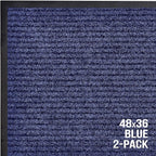 Sierra Concepts Front Door Mat X-Large Welcome Floor Mats - Entryway Indoor Outdoor Entrance Doormat, Patio, Porch, Muddy Dog Shoe, Inside Outside Low Profile 48x36in, 2-Pack Blue