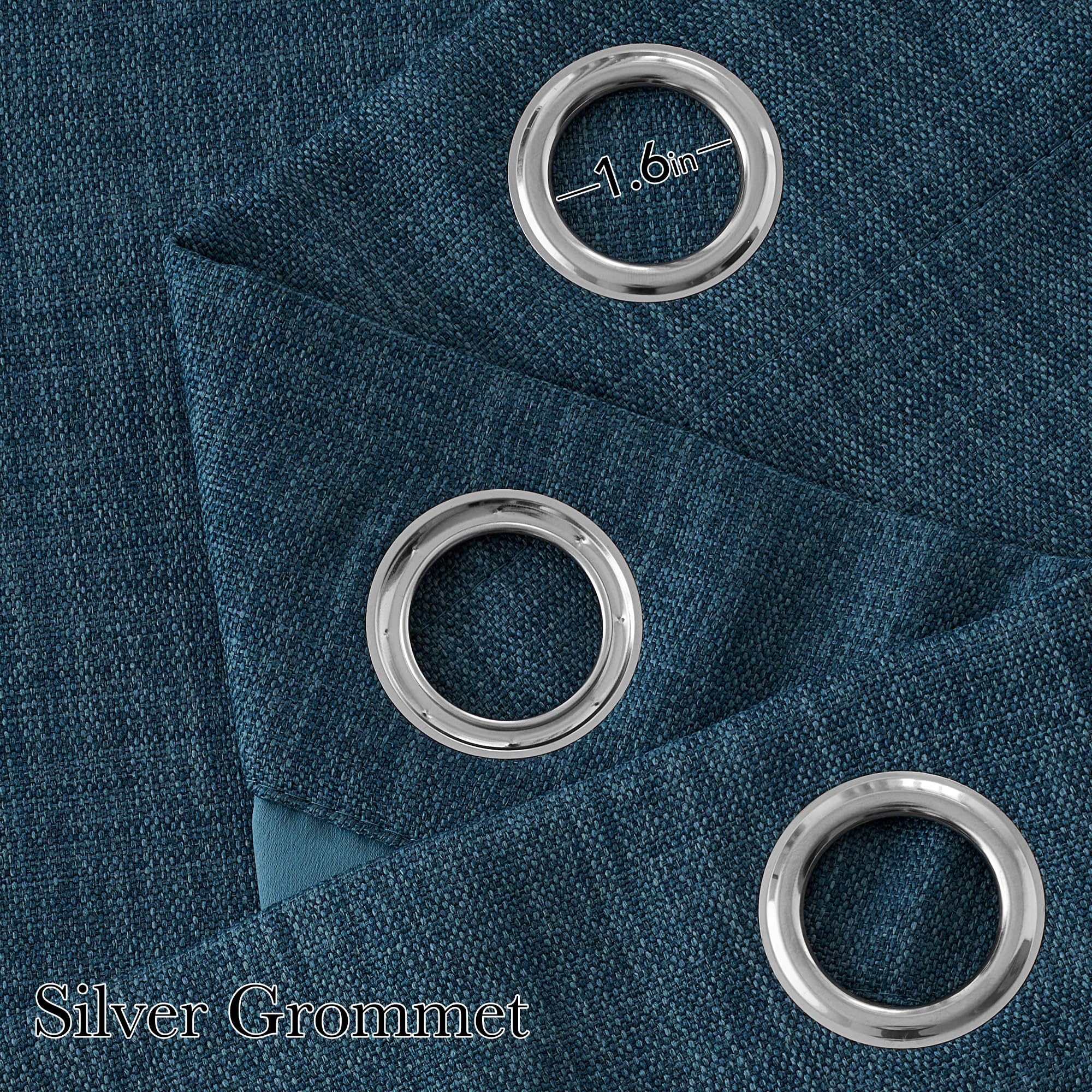 NICETOWN Faux Linen Stone Blue Blackout Curtains 84 inches Long for Living Room - Privacy Panels for Bedroom, Modern Farmhouse Style Easy Care Grommet Top, 2 Panels, W52 by L84