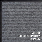 Sierra Concepts Front Door Mat X-Large Welcome Floor Mats - Entryway Indoor Outdoor Entrance Doormat, Patio, Porch, Muddy Dog Shoe, Inside Outside Low Profile 48x36in, 2-Pack Battleship Gray