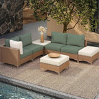 8Pcs Outdoor Cushion Covers, Patio Cushion Covers,Stretch Elastic Slipcovers, Replacement Washable Furniture Protector for Patio Couch,Thick Jacquard Fabric(Matcha Green, Cover Only)