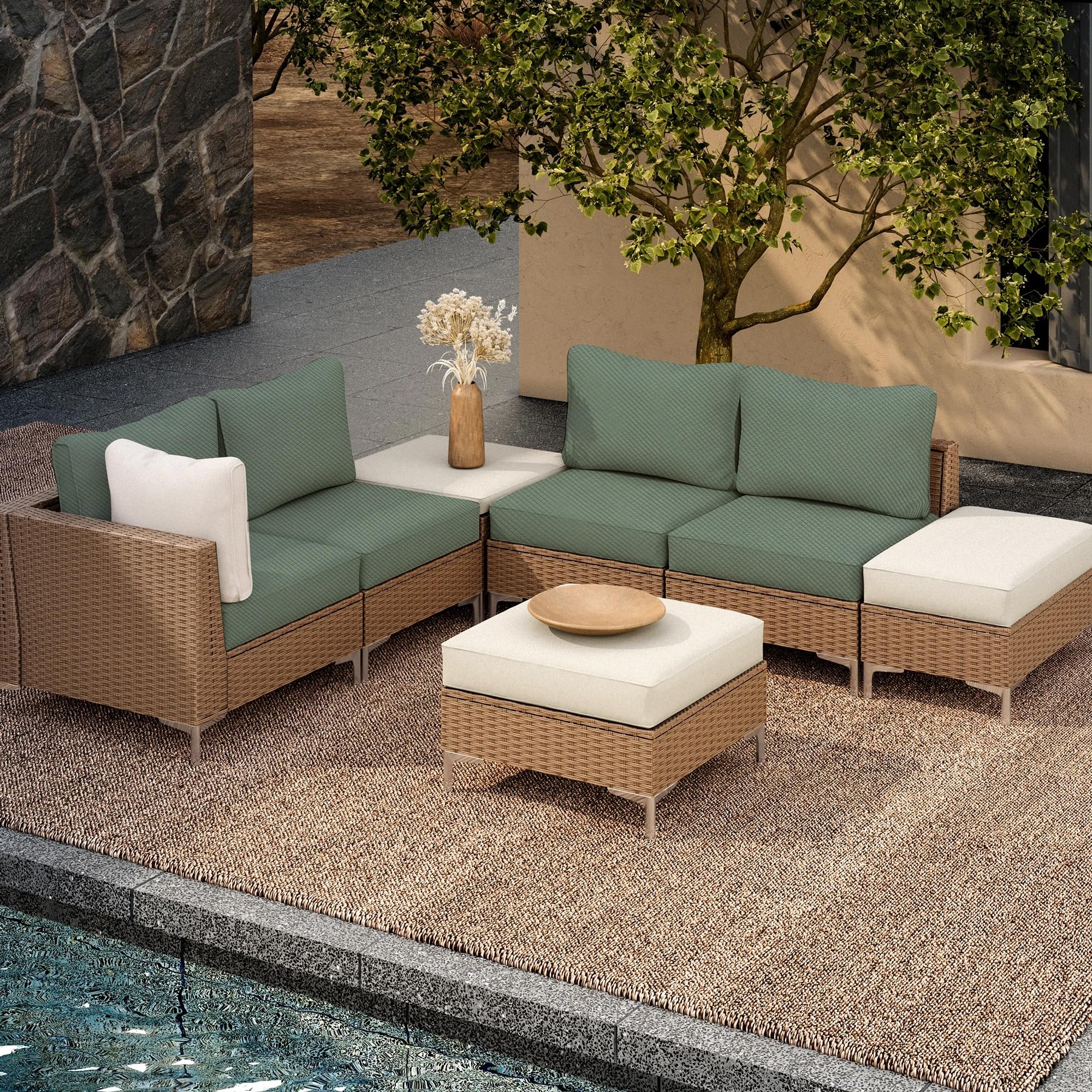 DREAHOTEXTIL 8Pcs Outdoor Cushion Covers, Elastic Patio Cushion Covers