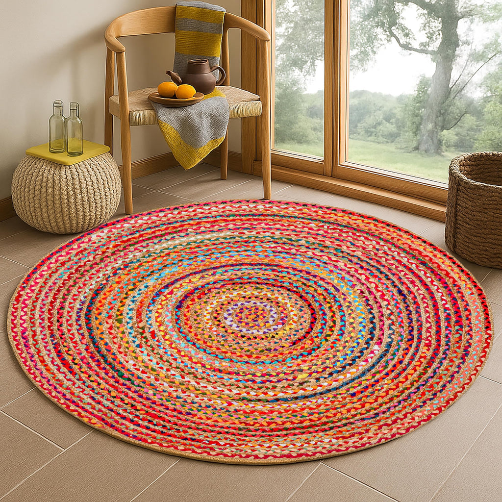 Hausattire Braided Boho Round Rug, Multicolor, 5 ft