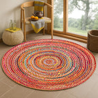 Hausattire Braided Boho Round Rug, Multicolor, 5 ft