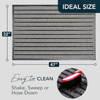 ubdyo Extra Durable Door Mat - Dirt Trapping Outdoor Welcome Mats - Non-Slip Outdoor Indoor Entrance - Low Profile Front Doormat(47" x 32", Bright Grey)